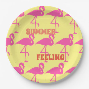 Customise Pink Flamingo Paper Plate