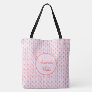 Customise Pink Flamingo Pattern Little Princess Tote Bag