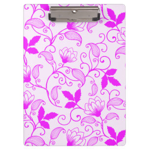 Customise Pink Floral Pattern Clipboard