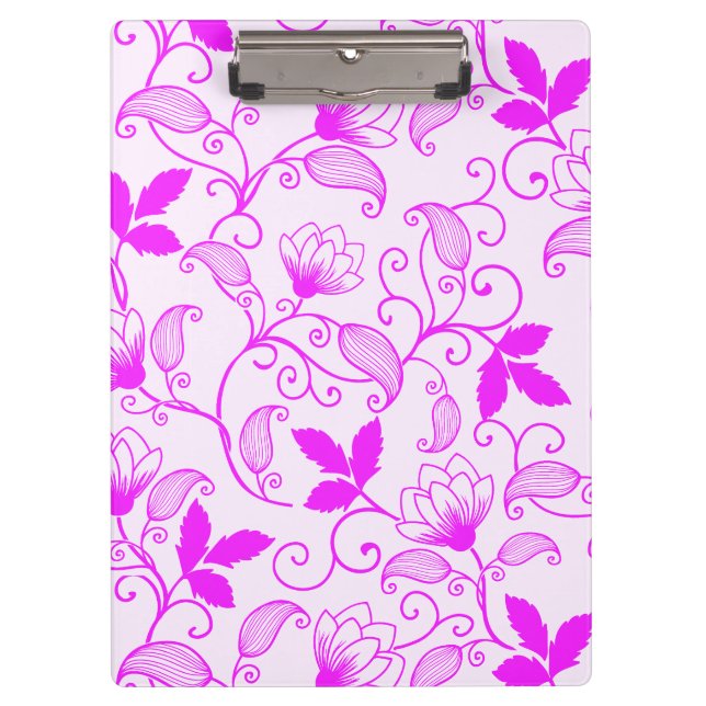Customise Pink Floral Pattern Clipboard (Front)