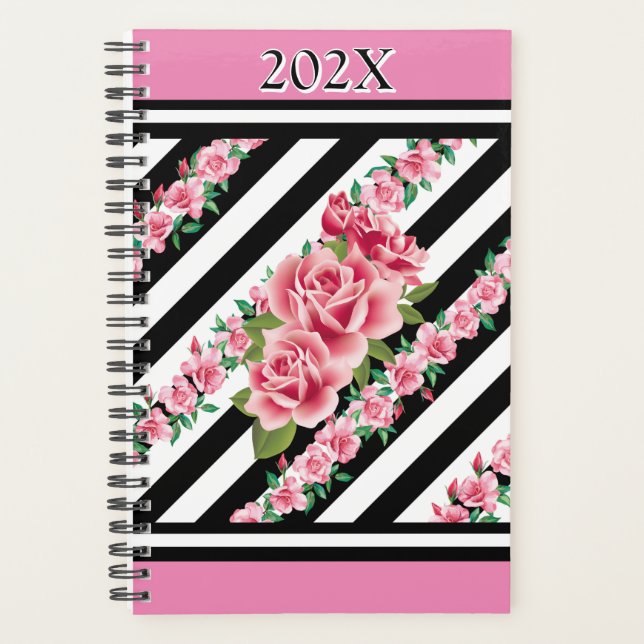 Customise Pink Roses Yearly Planner (Front)