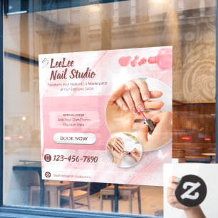 Customise Pink White Modern Nail Salon Promotional