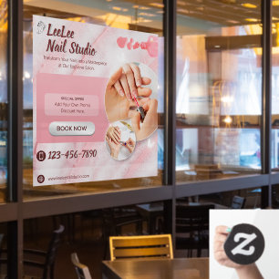 Customise Pink White Modern Nail Salon Promotional
