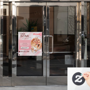 Customise Pink White Modern Nail Salon Promotional