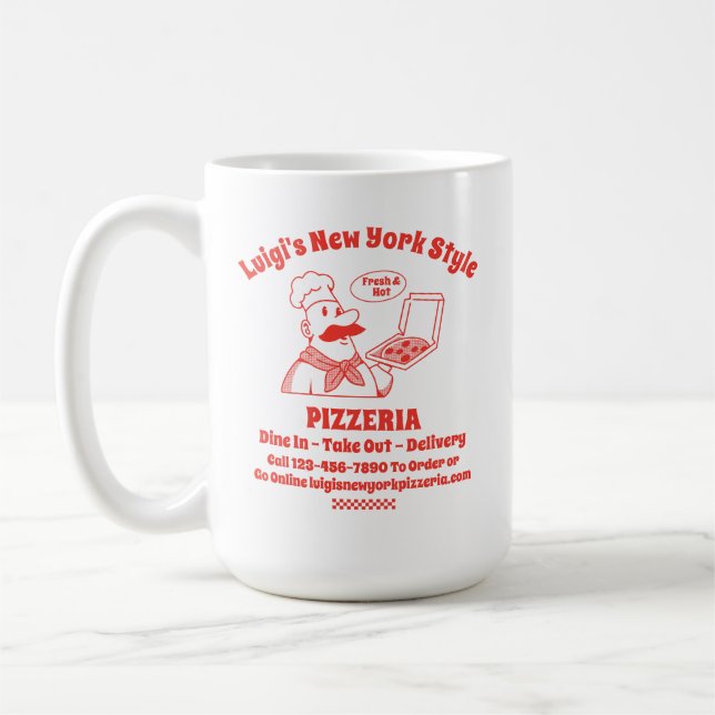 Customise Pizza Restaurant Detailed Graphic  Coffee Mug (Left)