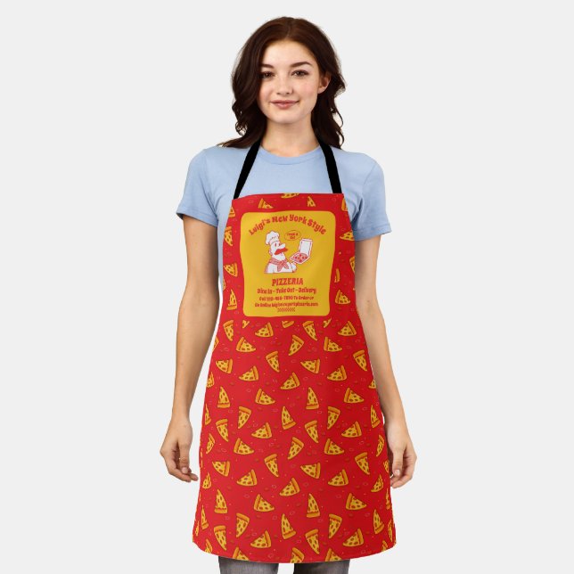 Customise Pizza Restaurant Detailed Pizza Chef  Apron (Worn)