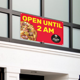Customise Pizza Shop Logo Open Until 2AM  Banner