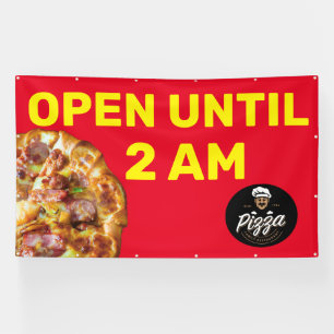 Customise Pizza Shop Logo Open Until 2AM Large  Banner