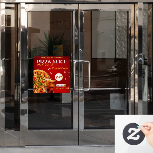 Customise Pizza Slice And A Drink Promo Door (Office Door)