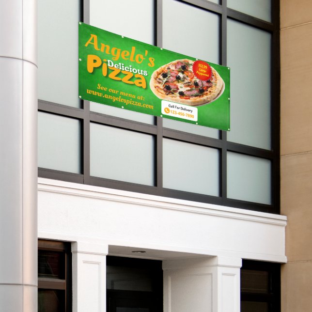 Customise Pizzeria Restaurant Large Outdoor Wall Banner (Outside Building)
