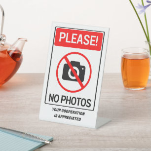 Customise Please No Photos Privacy  Pedestal Sign