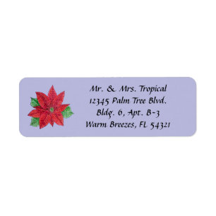 Customise Poinsettia Long Address Label - Lavender