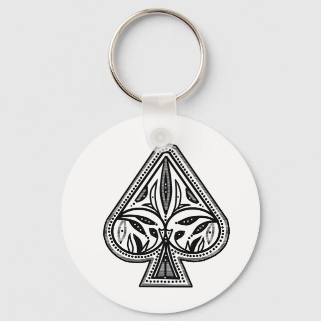 Customise poker spade items key ring (Front)