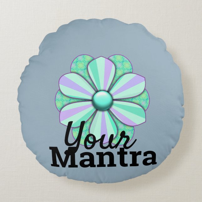 Customise Pretty Flower Design Round Cushion (Front)