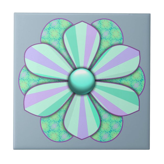 Customise Pretty Flower Design Tile (Front)