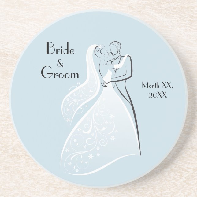 Customise Product Blue Retro Wedding Dancers Coord Coaster (Front)