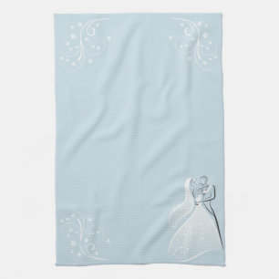 Customise Product Blue Retro Wedding Dancers Coord Tea Towel