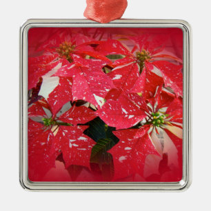 Customise ProductRed and White Poinsettia Metal Tree Decoration
