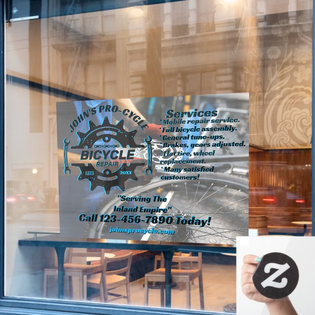 Customise Professional Bicycle Repair Business  (Cafe Window)
