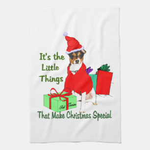 Customise PrRat Terrier Christmas Tea Towel