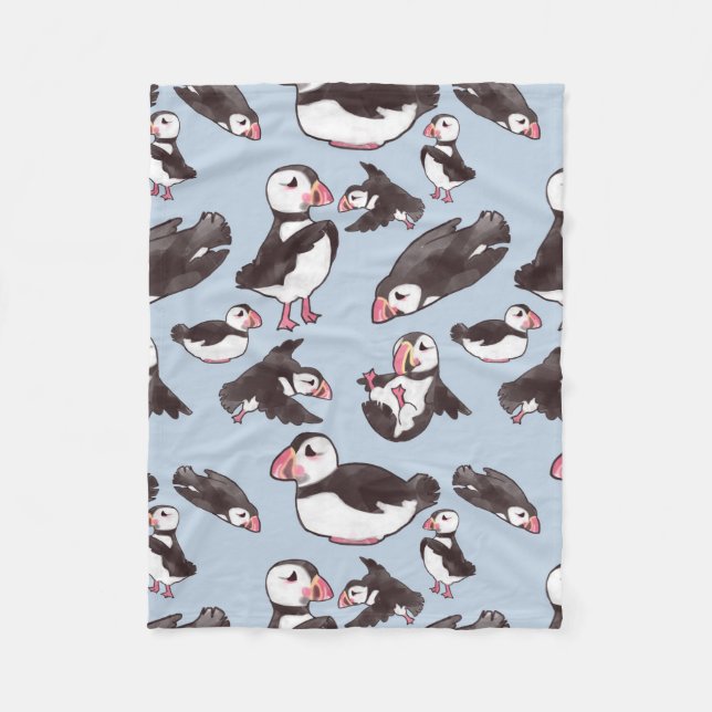 Customise Puffin Baby Fleece Blanket (Front)