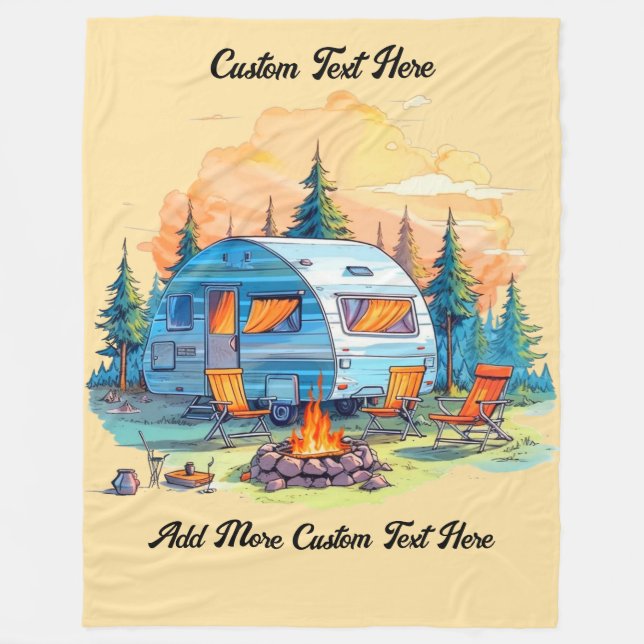 Customise Recreational Vehicle Camping Campfire Fleece Blanket (Front)
