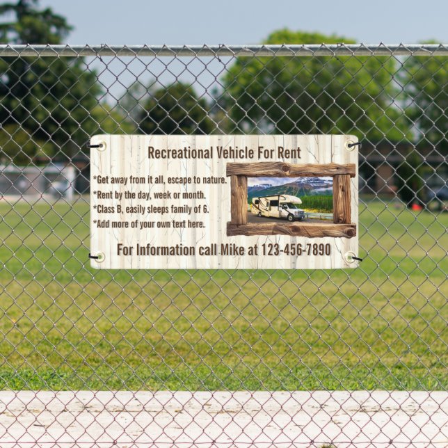 Customise Recreational Vehicle For Rent or Sale Banner (Insitu)
