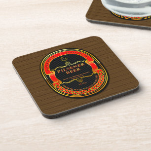 Customise Red Black Gold Rustic  Coaster