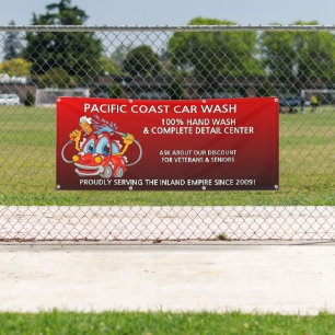Customise Red Car Wash Comical Toon Car   Banner
