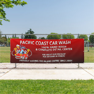 Customise Red Car Wash Comical Toon Car Large  Banner
