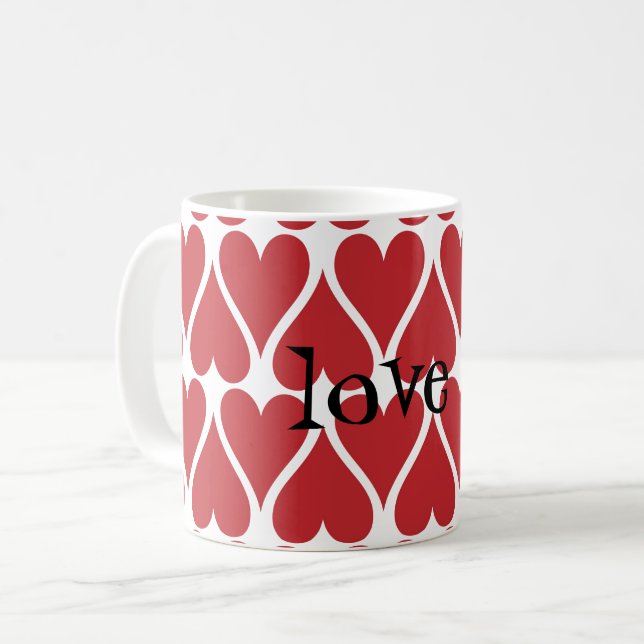 Customise Red Hearts Coffee Mug (Front Left)