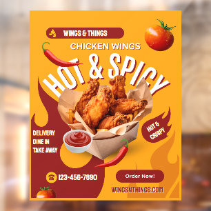 Customise Red Orange Modern Spicy Chicken Wings
