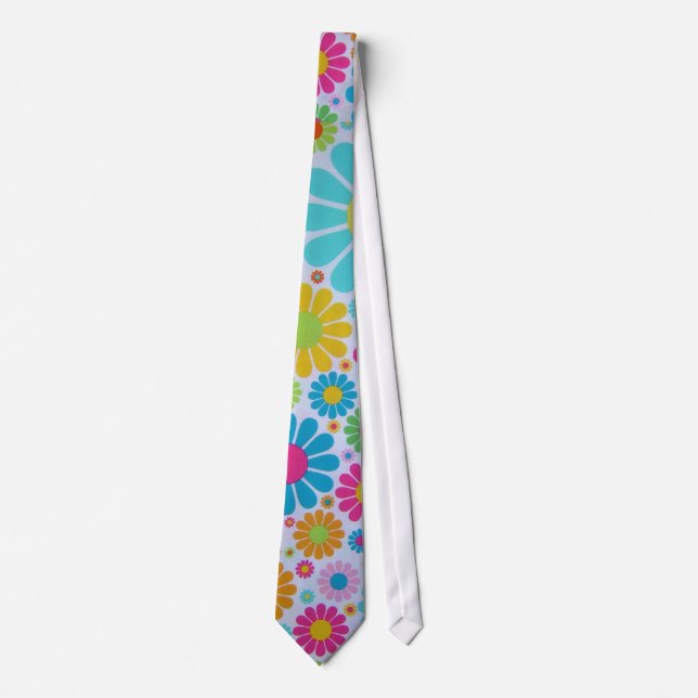 Customise Retro Funky Flowers Tie (Front)