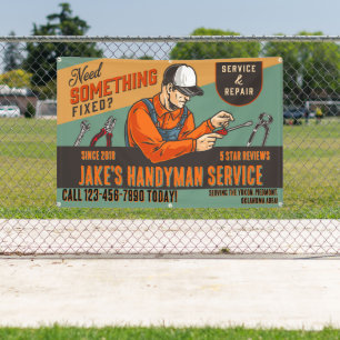 Customise Retro Handyman Service Promo Roadway Banner