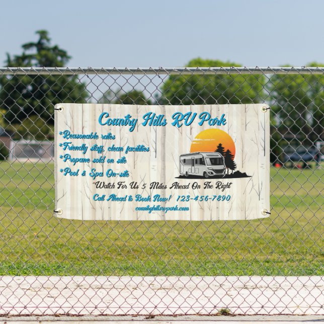 Customise RV Park Campsite Highway  Banner (Insitu)