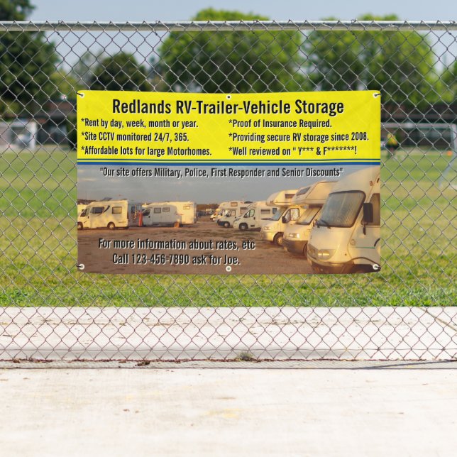 Customise RV Trailer Vehicle Storage Lot  Banner (Insitu)