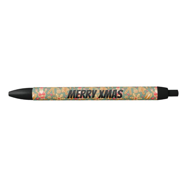 Customise Santa and Christmas Tree Black Ink Pen (Front)