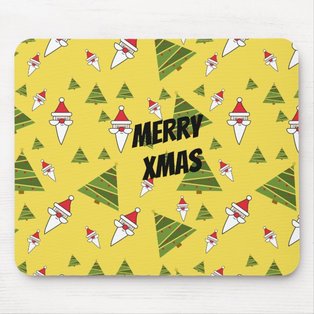 Customise Santa and Christmas Tree Mouse Pad (Front)