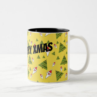 Customise Santa and Christmas Tree, Two-Tone Coffee Mug