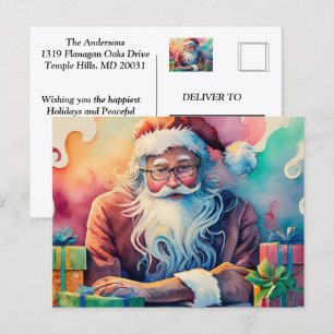 Customise Santa's Whimsical Christmas Journey Post Holiday Postcard