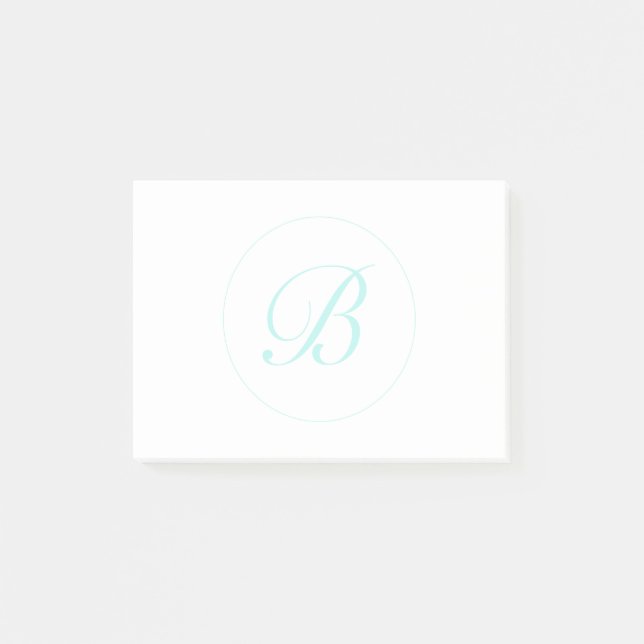 Customise Script Monogram In Circle, Light Teal Post-it Notes (Front)
