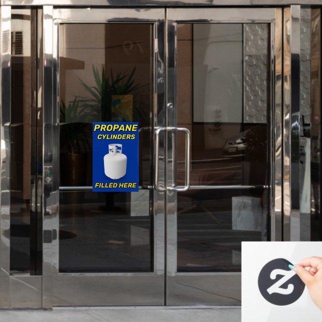 Customise Shop Logo Propane Cylinders Filled Here (Office Door)