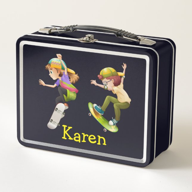 Customise Skateboarder  Metal Lunch Box (Front)