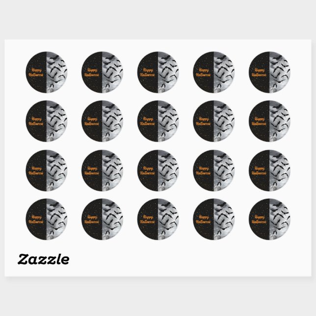 Customise Smokey Bats Halloween Classic Round Sticker (Sheet)