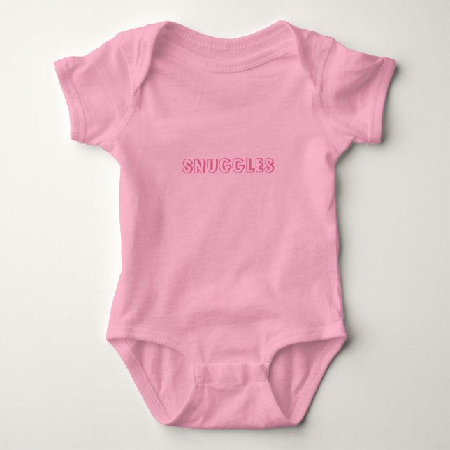 Customise "Snuggles" name or text light pink Baby Bodysuit (Front)