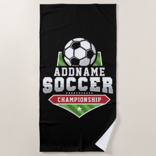 Customise Soccer ADD TEXT Varsity Team Player Beach Towel