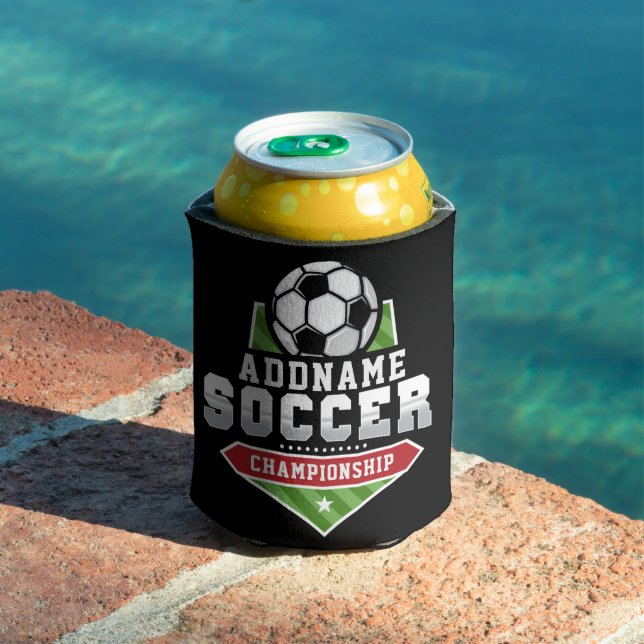 Customise Soccer ADD TEXT Varsity Team Player  Can Cooler (In Situ Pool)