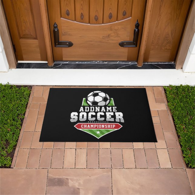 Customise Soccer ADD TEXT Varsity Team Player  Doormat (Outdoor)