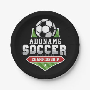 Customise Soccer ADD TEXT Varsity Team Player  Paper Plate