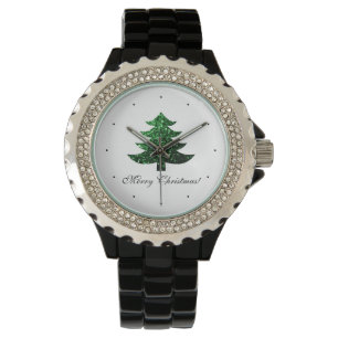 Customise Sparkly Christmas tree green sparkles Watch